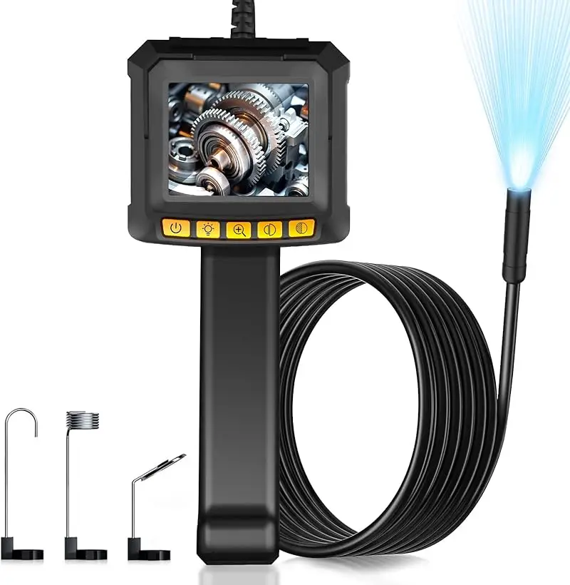 Handheld Endoscope Camera 2.4 Inch Screen HD1080P 8MM Pipe Sewer Inspection Borescope Camera 8LEDs ip67 Waterproof 2000mAh