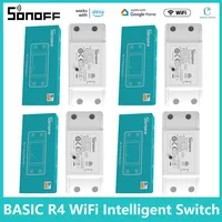 SONOFF BASICR4 interruptor WiFi relé de hogar inteligente interruptor de luz sincronización de voz Control remoto asistente de hogar aplicación Alexa Alice Ewelink