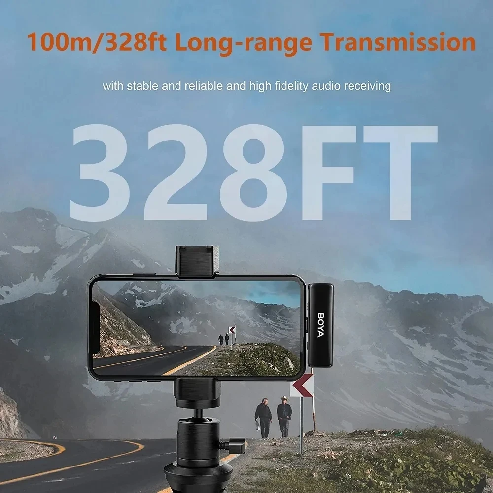 ميكروفون BOYA BOYALINK لاسلكي ذو طية صدر السترة لهواتف iPhone وأندرويد وكاميرا DSLR يوتيوب وبث مباشر وتسجيل الصوت لـ BOYA