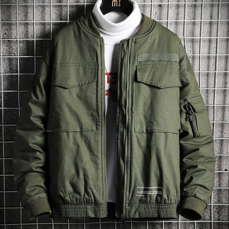 Winter Solid Color Mens Thicken Warm Cotton Padded Jackets Army Green Black Down Coat Outwear Parkas Oversized M-5XL Tops