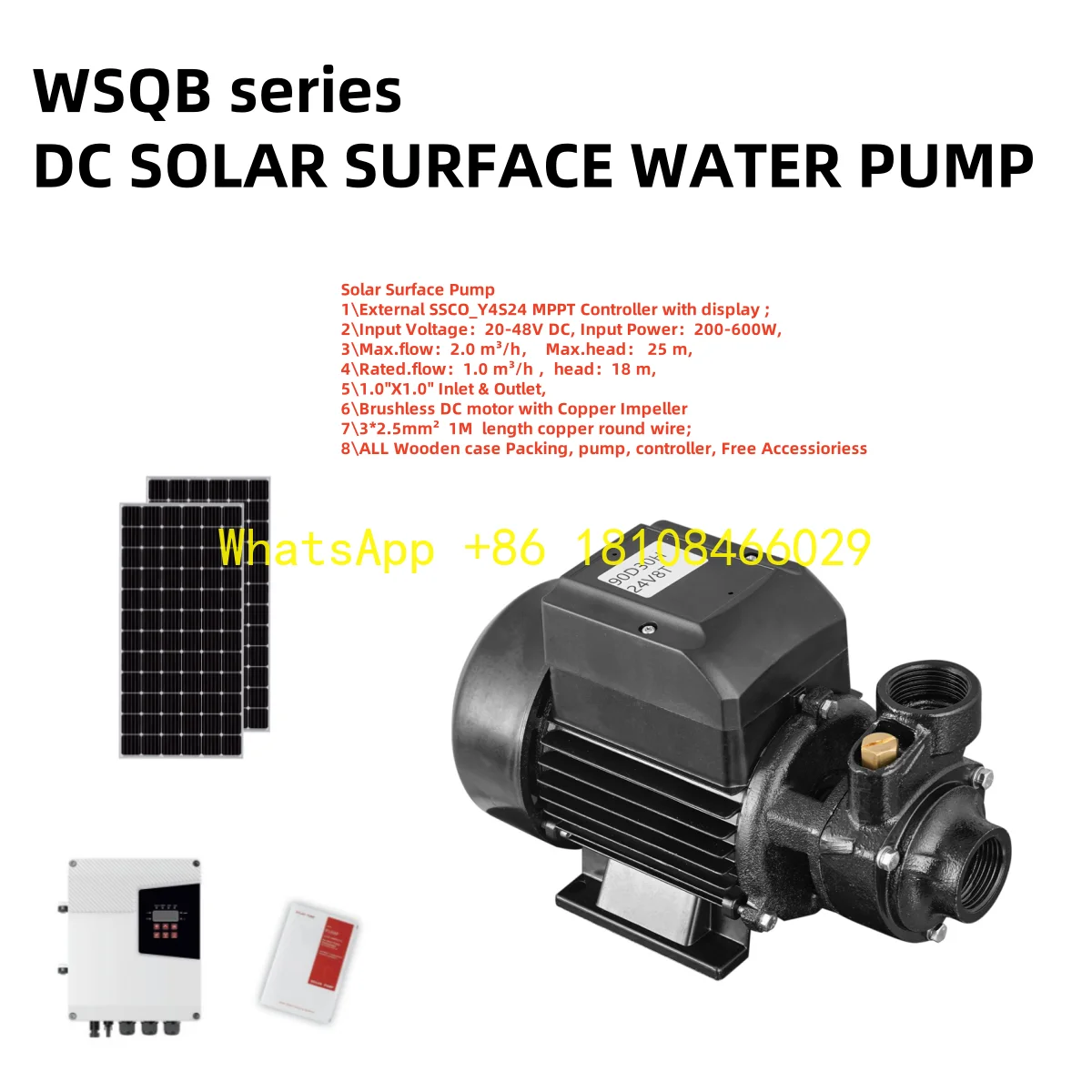 

DC Motor Surface Booster Agricultural Well Pumps Customizable OEM WSQB 48V Solar Powered High-Pressure Water Pump System