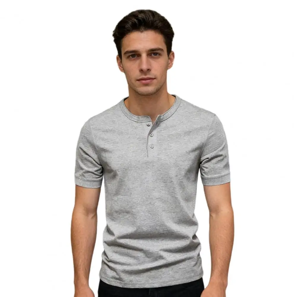 Summer Tee Shirt Men's Solid Color Crewneck T-shirt Short Sleeve Casual Tee Shirt for Gym Workout