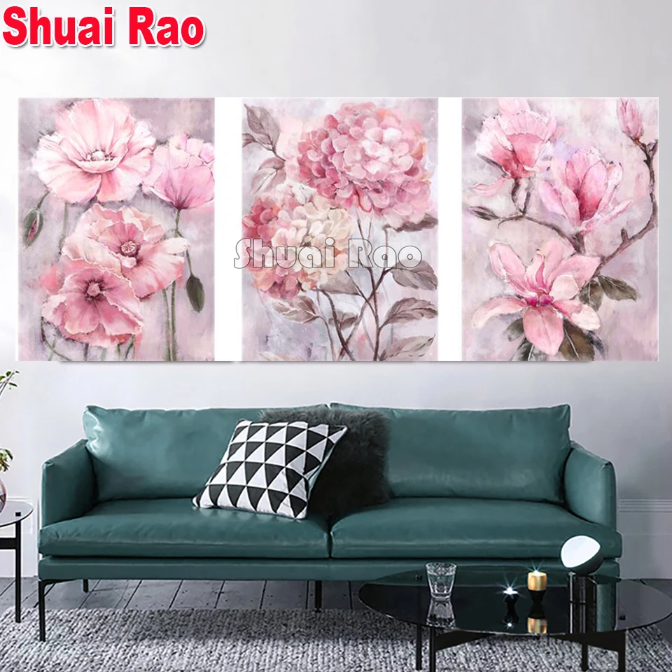 Modern Pink Flower Lily Peony 5d diy diamond painting full Square Round Diamond mosaic Puzzle embroidery Sale home decor