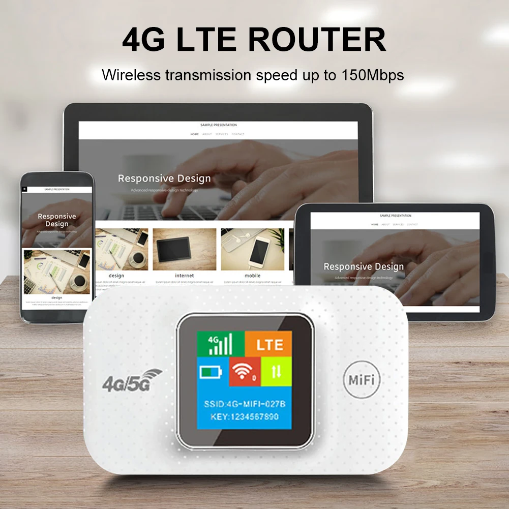 4G Lte Mobile WIFI Router 150Mbps 4G LTE Wireless Router 3000mAh Portable Pocket MiFi Modem Mobile Hotspot with Sim Card Slot