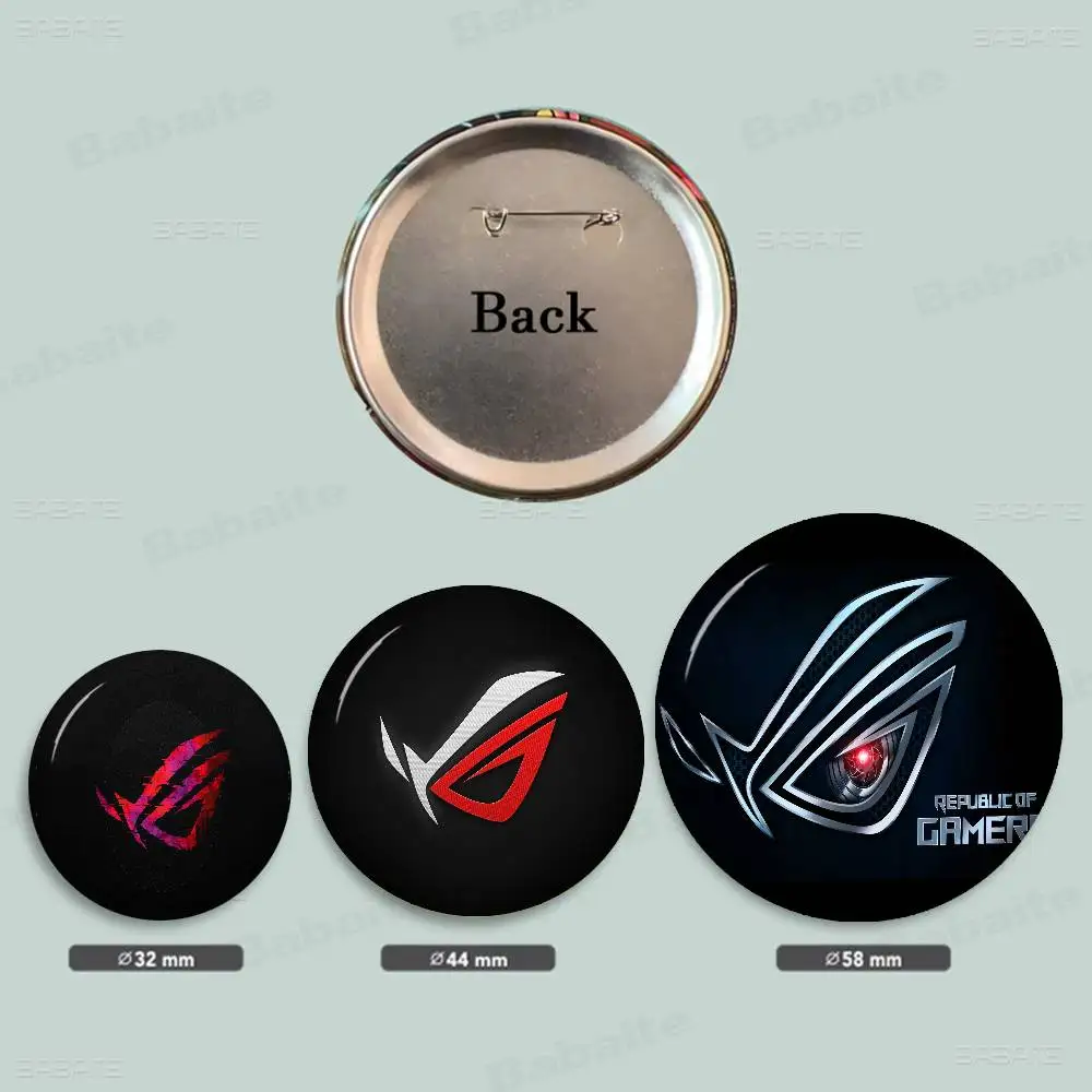 ASUS R-ROG Republic 58mm Cute Anime Figure Icon Badge Handmade Tinplate Brooch for Backpack Clothes Chest Ornament Gifts