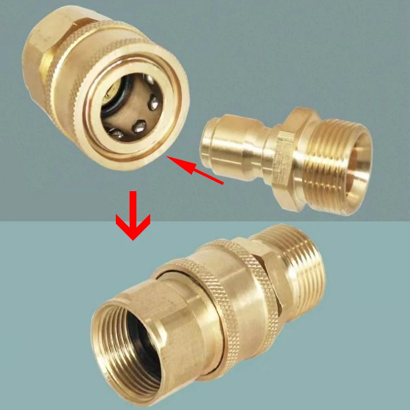 

Brass High Pressure Washer Quick Disconnect Adaptor Set M22 14/15mm to 1/4' 3/8' Hose Coupler Fitting for Pressure Washers