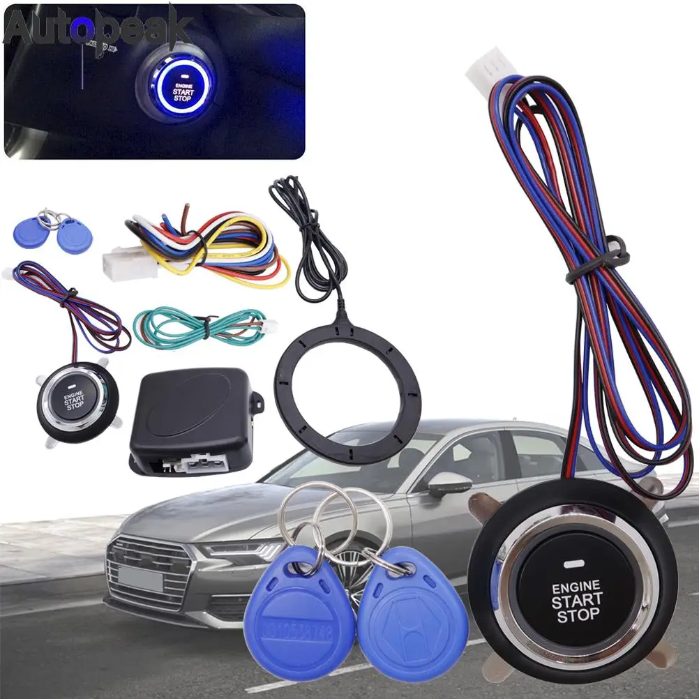 Carro Smart Ignition Switch, Auto Alarme, Motor Starline Push Button, Start Push Button, Keyless Entry Starter Kit, 12V RFID, Universal