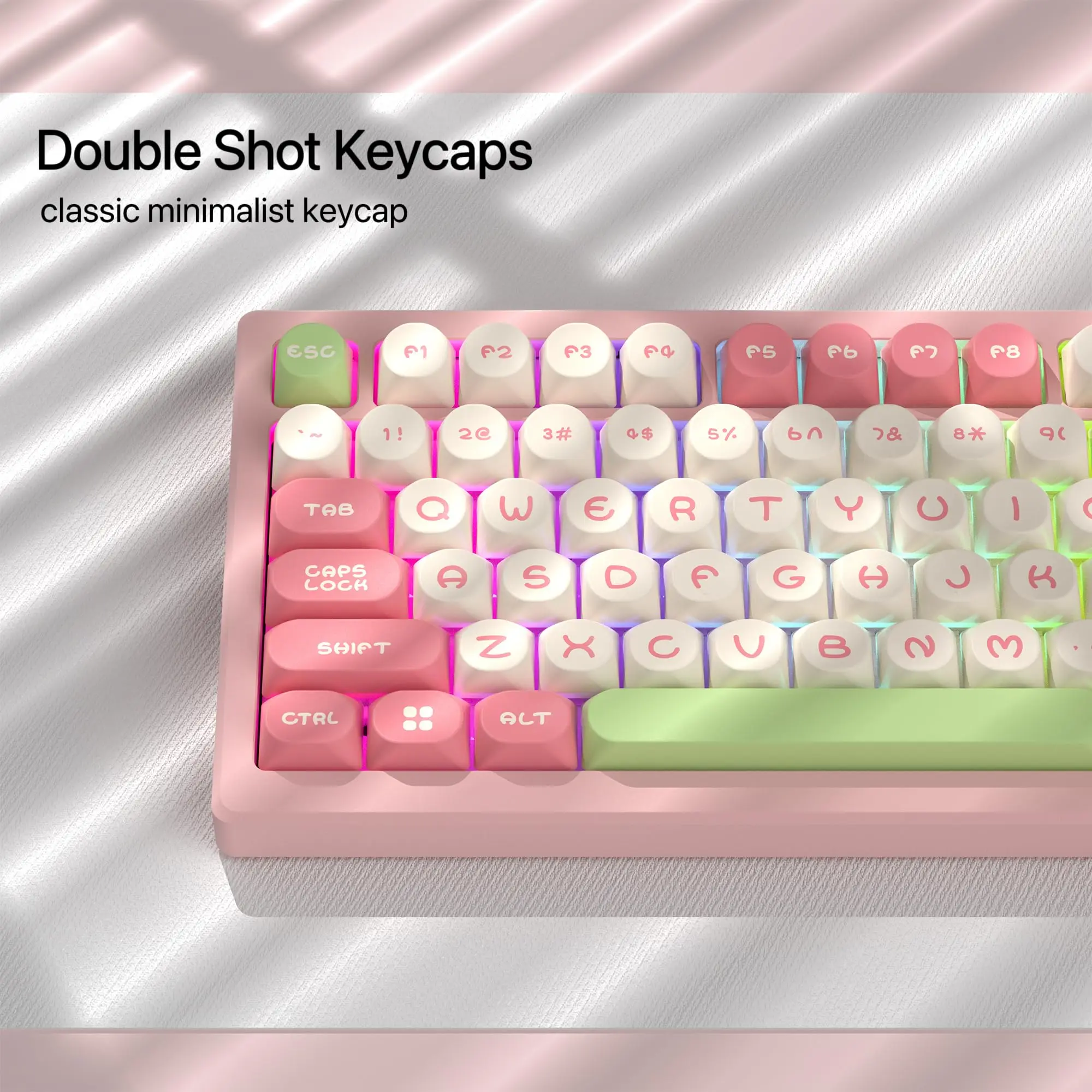 130 Keys MOA Profile PBT Keycaps Pink Girl Green Double Shot Key caps for 61/87/104 Cherry MX Switch Gaming Mechanical Keyboard