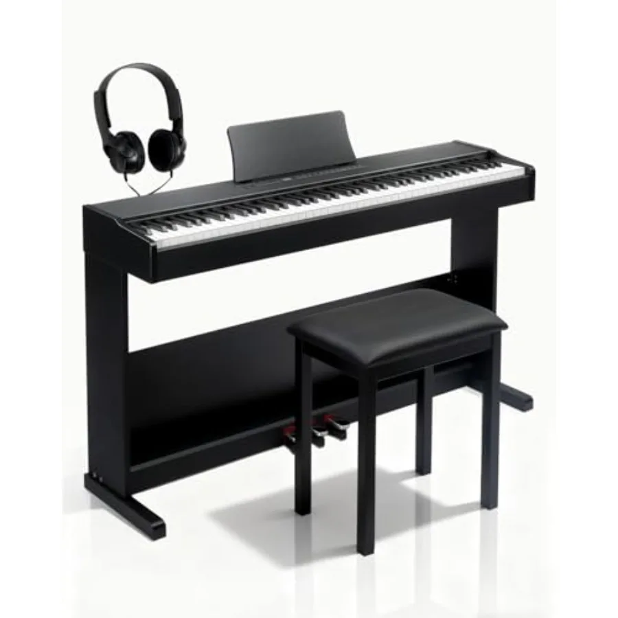 

Электронное пианино Ktaxon с полностью утяжеленной клавиатурой на 88 клавиш, со стулом, наушниками, держателем для нот, наклейкой и пылезащитным чехлом, вертикальное