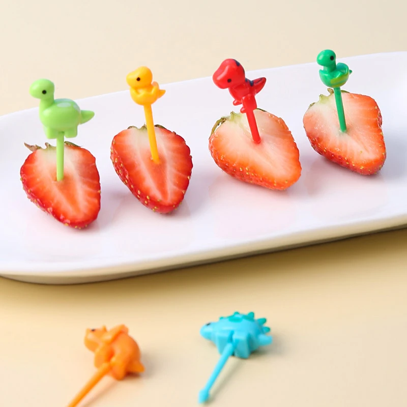 

6pcs/set Cute Dinosaur Fruit Fork Kids Snack Dessert Decoration Forks Toothpick Lunch Salad Decoration Accessories Cake Picks