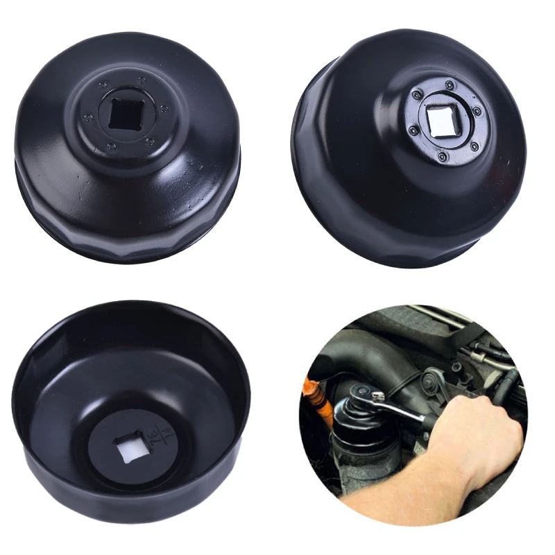 New Black Steel 76mm 14 Flutes Car Oil Filter Cap Type Wrench with 3/8\