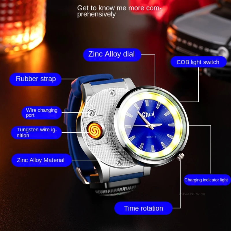 Personalized Watch Compass Lighter Cigarette Lighter Tungsten Windproof Rechargeable Lighters Lighting Smoking Accessories Gift