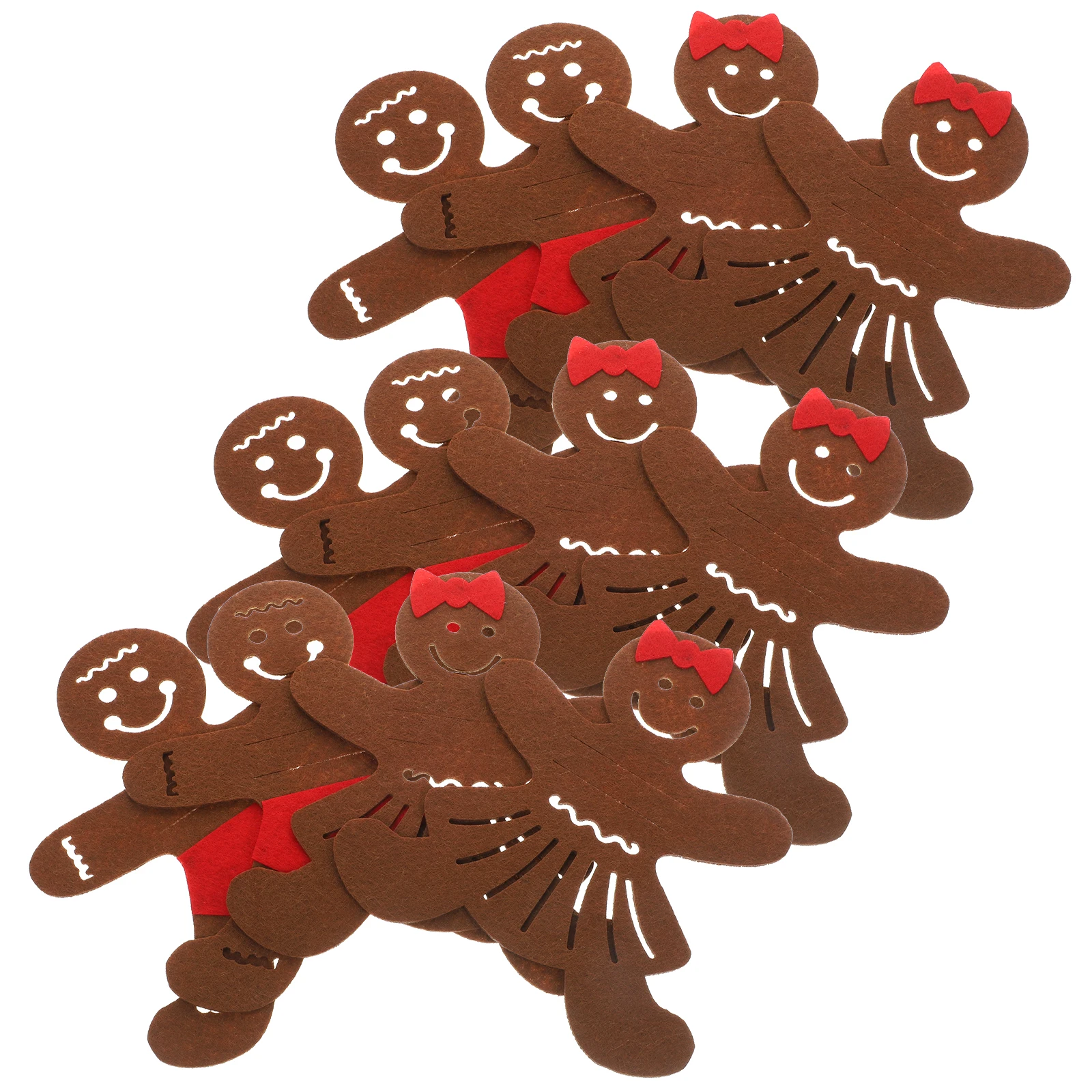 

12 Pcs Gingerbread Man Cutlery Bag Set Christmas Reusable Fabric Silverware Holder banquet Tableware Accessories