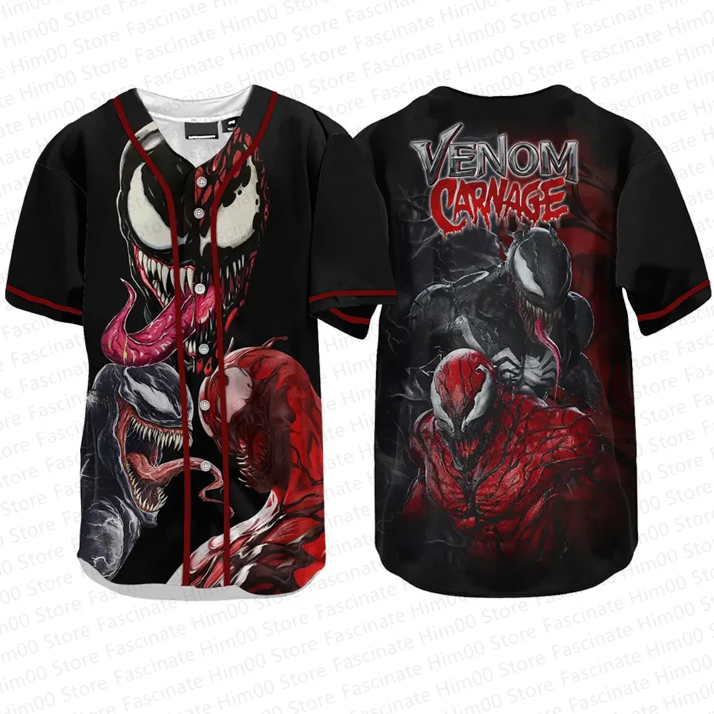 Marvel Venom cool Tshirt Mens summer short-sleeved sports baseball uniform T shirt Pig Man Venom childrens baseball T shirt set