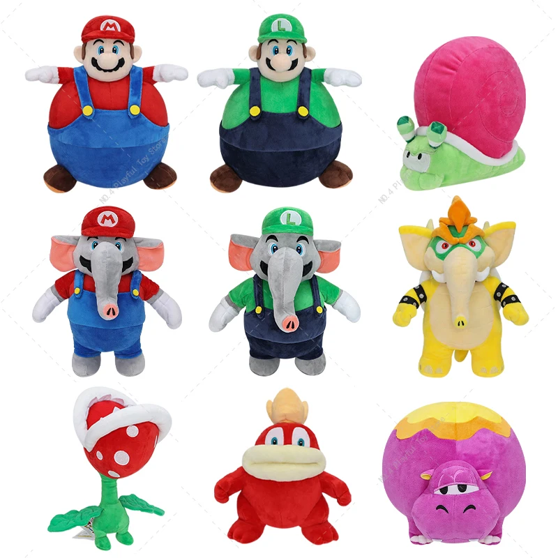 Cartoon Stuffed Toy de Mario Luigi, Brinquedos de pelúcia, Elefante, Mario, Luigi, Piranha, Plantas, Hoppo, Caracol, Fogo, Spike Doll