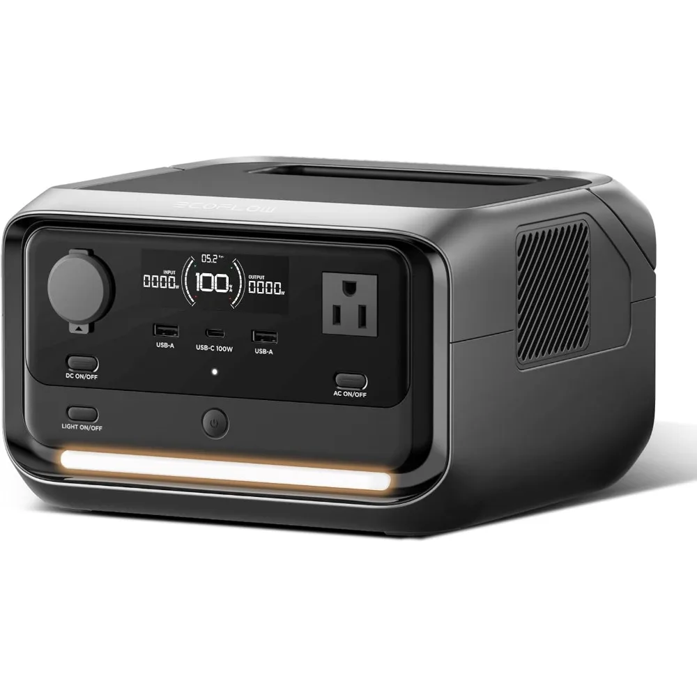 Portable Power Station RIVER 3 Plus, 286Wh LiFePO4 Battery, 3 Up to 1200W AC Outlets,10 MS UPS,Expandable to 858Wh,30 dB Quiet