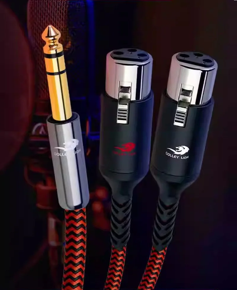 1/4 Inch TRS 6.35mm Male to Dual XLR Female Audio Cable for Microphone Amplifier Mixer Electric Guitar Speaker Shielded Cords
