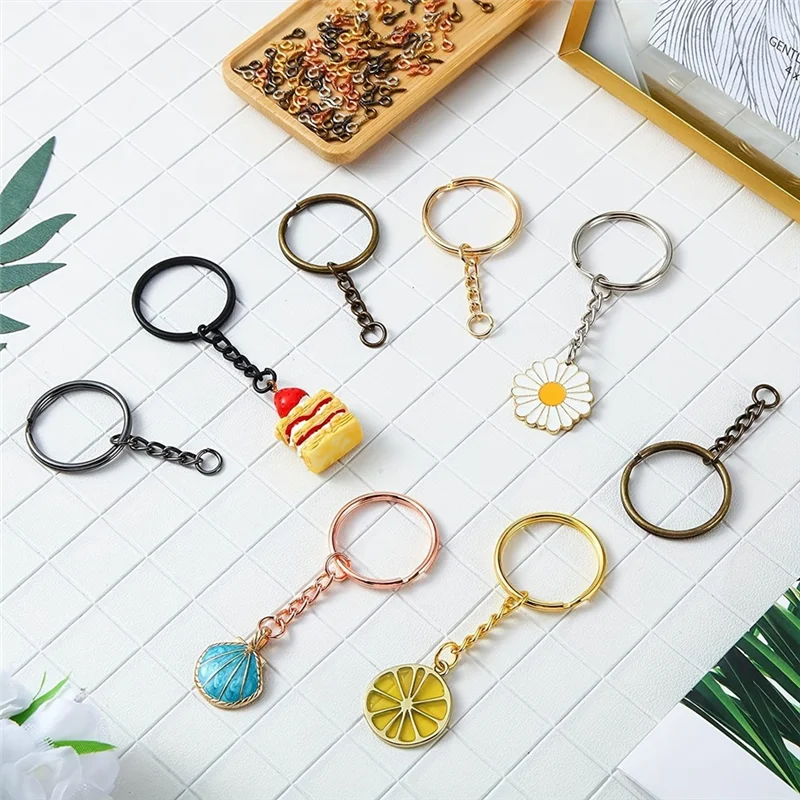 AT05-Keychain Making Kit With Key Rings For Crafts–Includes For DIY Keychain Supplies(25 Mm, Mixed Color)