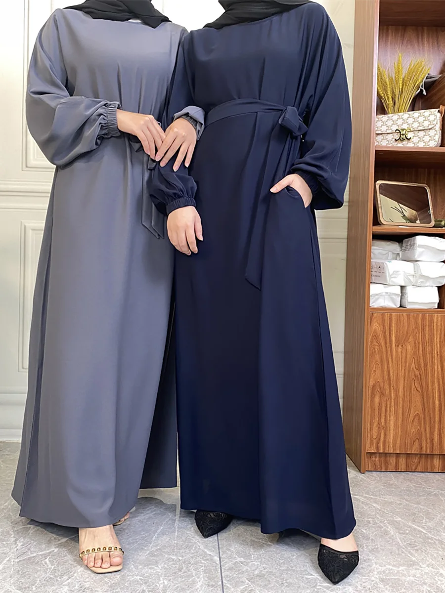 حار سيلي أسلوب بسيط فساتين مغربية قفطان تركيا بلون الخليج عبايات المرأة الإسلامية فستان طويل مسلم السعودية رداء رمضان 17