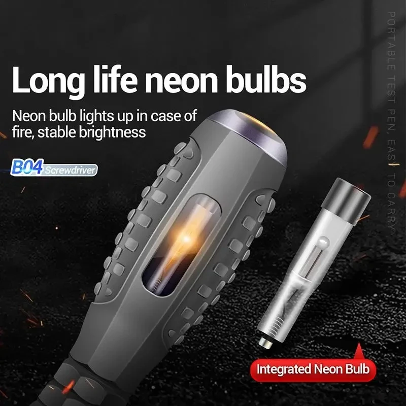 Multifunctional Electrician Test Screwdriver AC Non-contact Induction Test Pen Voltage Tester 70-600V Red Green Induction Lights image 2