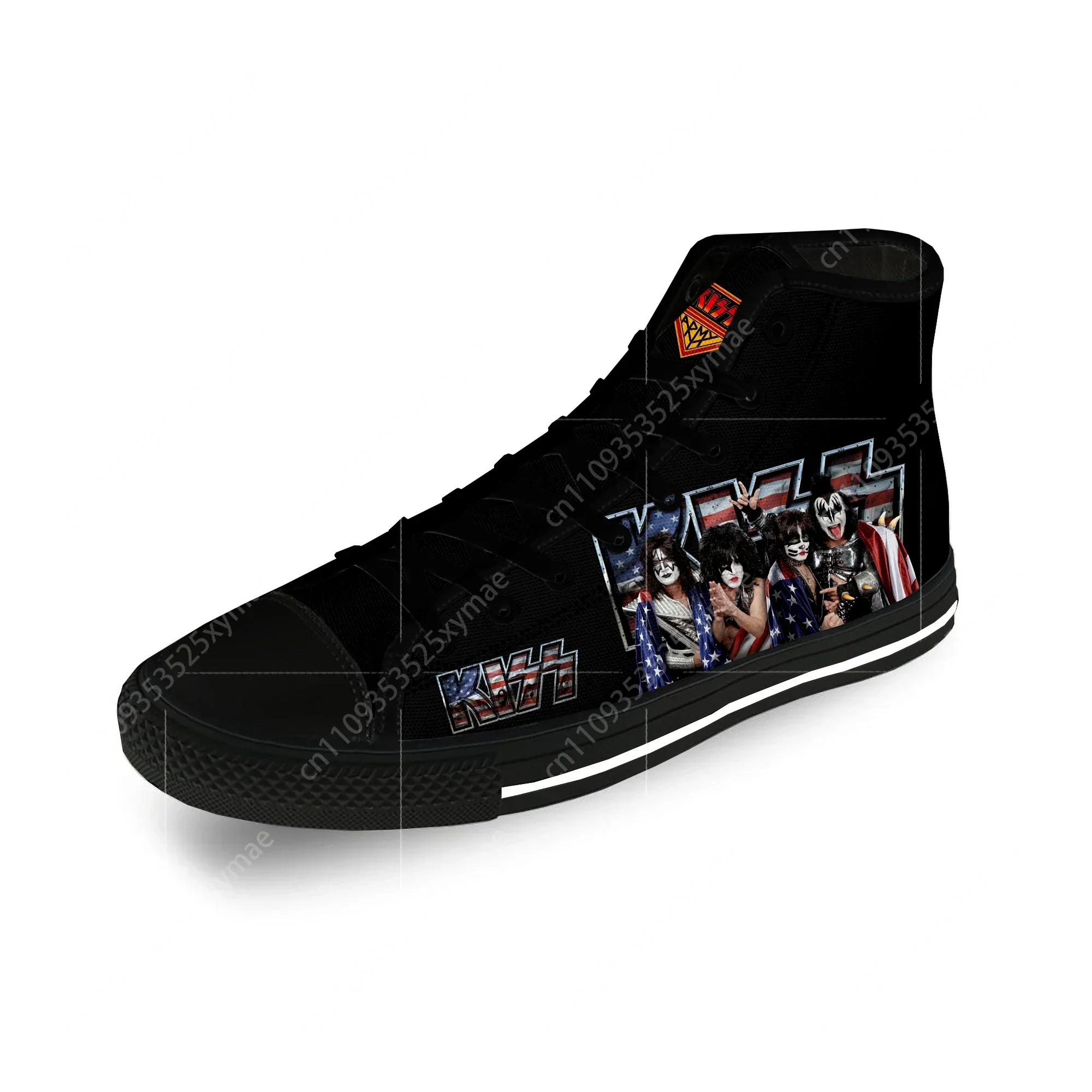 Kiss Rock Band Heavy Metal Music Casual Cloth 3D Print High Top Canvas Fashion Shoes Men Women  Lightweight Breathable Sneakers