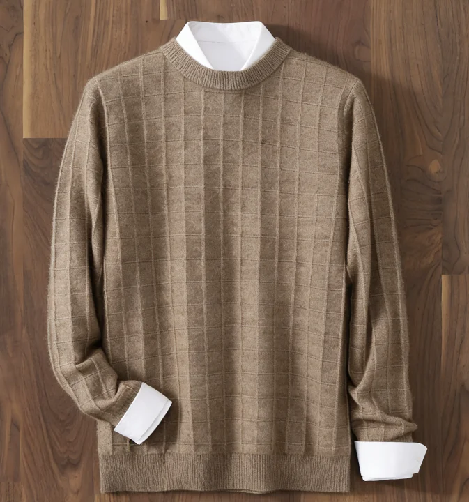 

Свитер из 100% австралийской чистой шерсти, жаккардовый утолщенный свободный теплый свитер с круглым вырезом, повседневный вязаный свитер