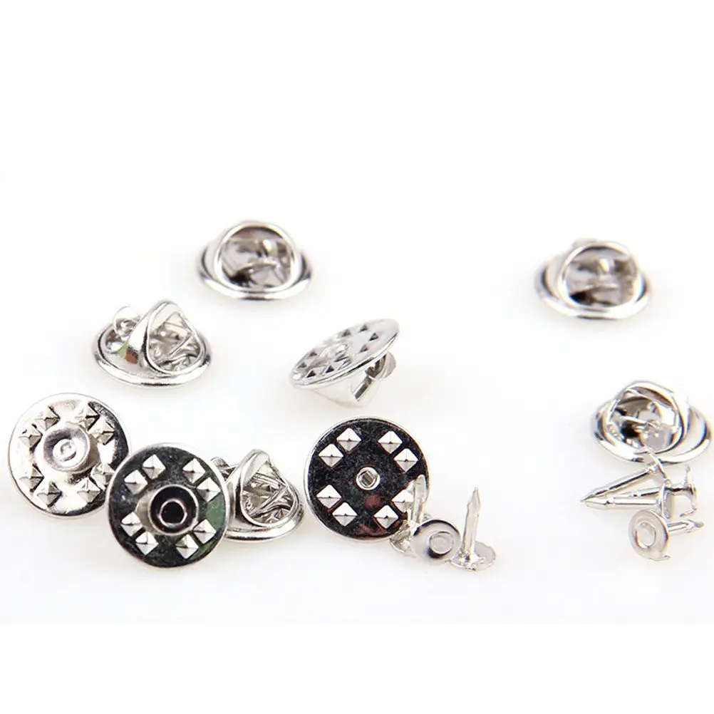 

100 Sets Pin Backs Metal Tie Tacks 11.5mm Easy Install Lapel Holder Brooch Clasp DIY Jewelry Accessories Pin Backs