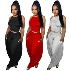 two piece set women outfits summer 2 piece set women outfits crop top pants sets summer outfit woman clothes 2022 wholesale