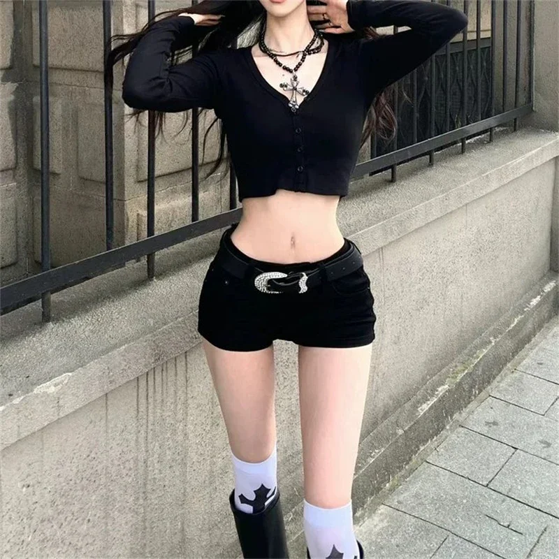 

Girl Skinny Briefs Fashion Casual Female Sexy Slim Fit Shorts Women's Thin Black A-line Ultra Short Hot Pants Summer Cool