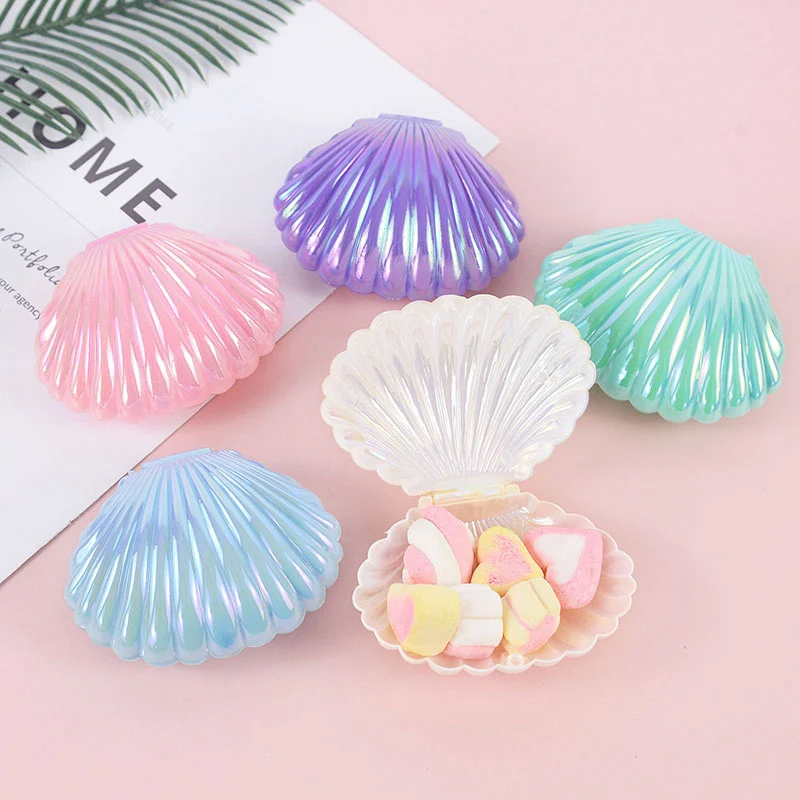 5/10Pcs Shell Shaped Candy Boxes Shining Colorful Seashell DIY Mermaid Birthday Party Baby Shower Decoration Wedding Gift Box