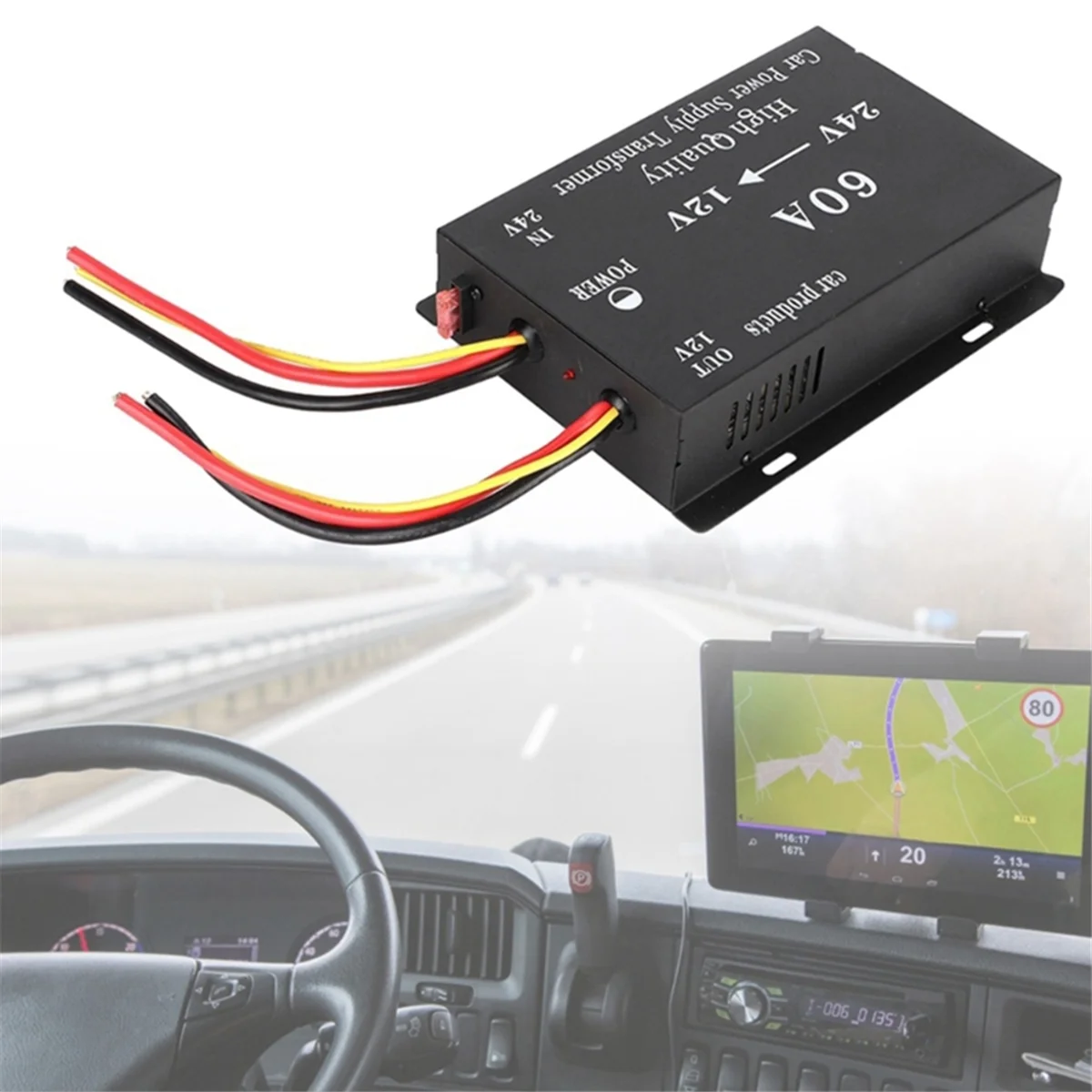 

N27R Car Truck Sound Power Adapter Reducer 24V to 12V 60A Voltage Reduction Converter
