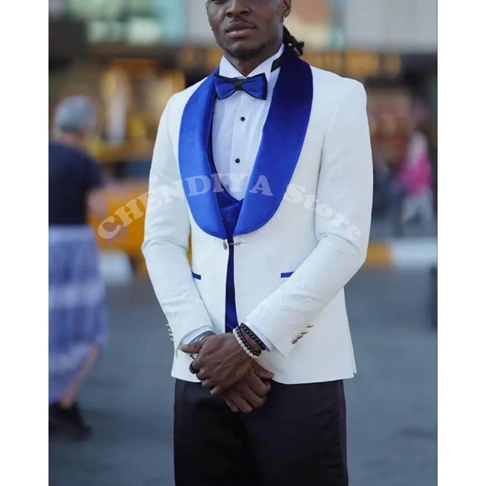 

Мужские костюмы из трех предметов на одной пуговице с шалью и лацканами, модная приталенная повседневная деловая вечеринка, свадебная куртка для жениха, брюки, жилет