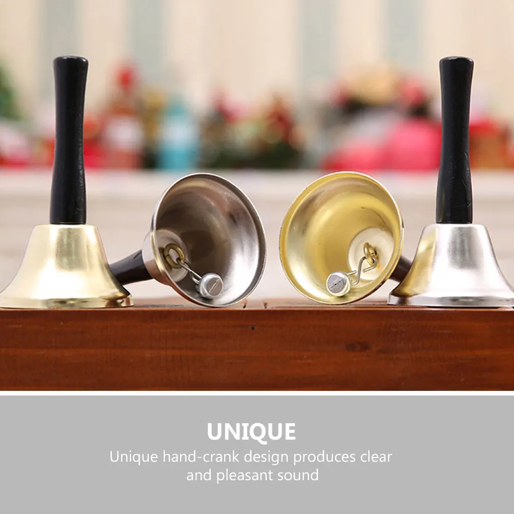 

4 Pcs Christmas Golden Ringing Bell Ornaments Desktop The Hand Bells Metal