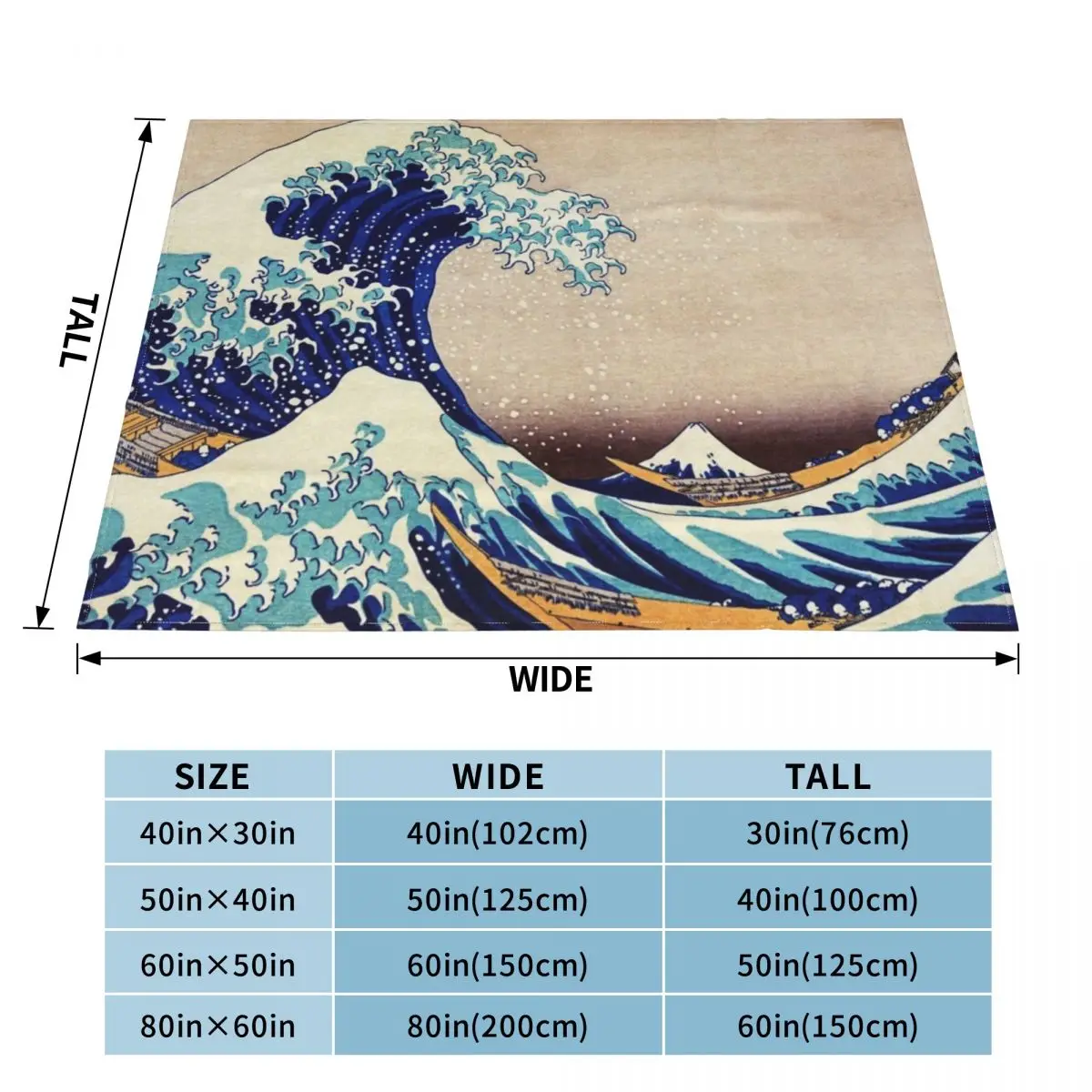 Katsushika Hokusai The Great Wave Off Kanagawa Throw Blanket Hairys Thin Custom Blankets