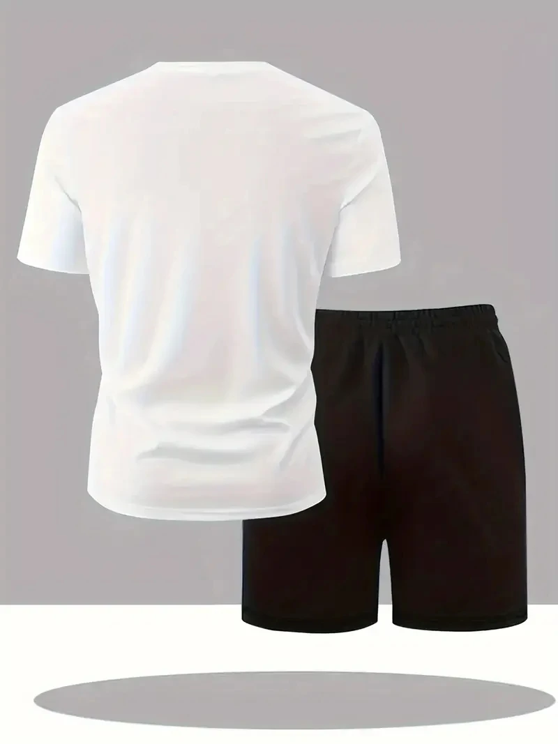 Conjunto deportivo de verano de manga corta para hombre, conjunto de dos piezas, conjunto deportivo de verano de secado rápido para hombre, camiseta de manga corta de malla transpirable, 202
