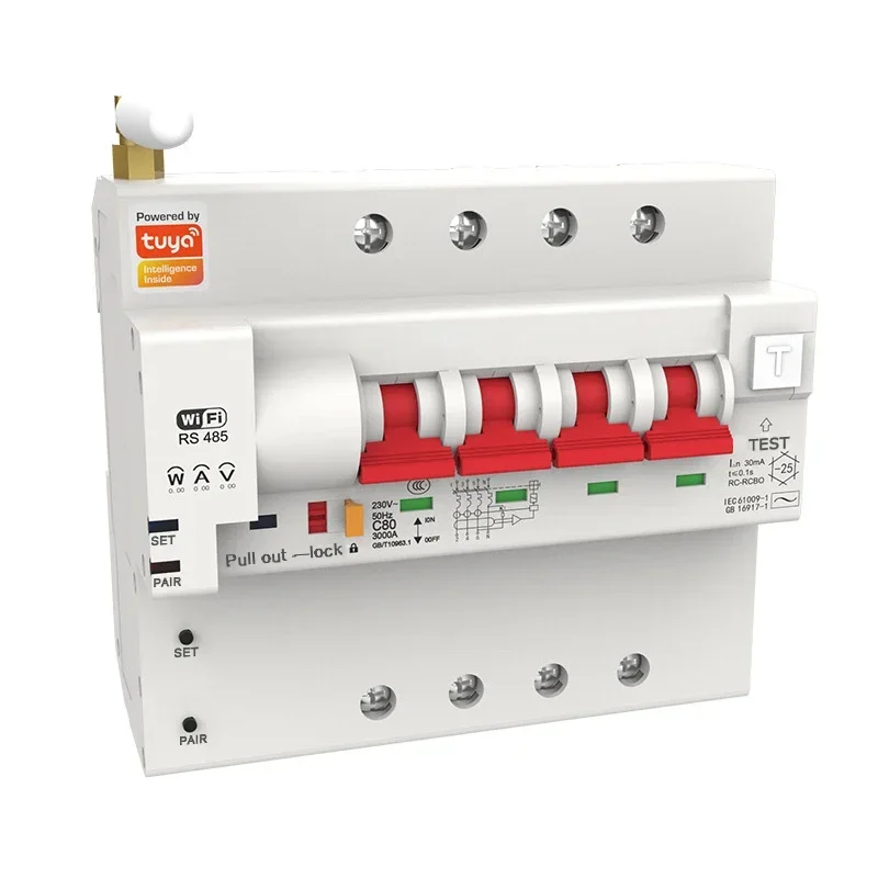 在庫あり Tuya 4P リモコン タイミングモニター 漏電保護 電流 Wifi スマートサーキットブレーカー