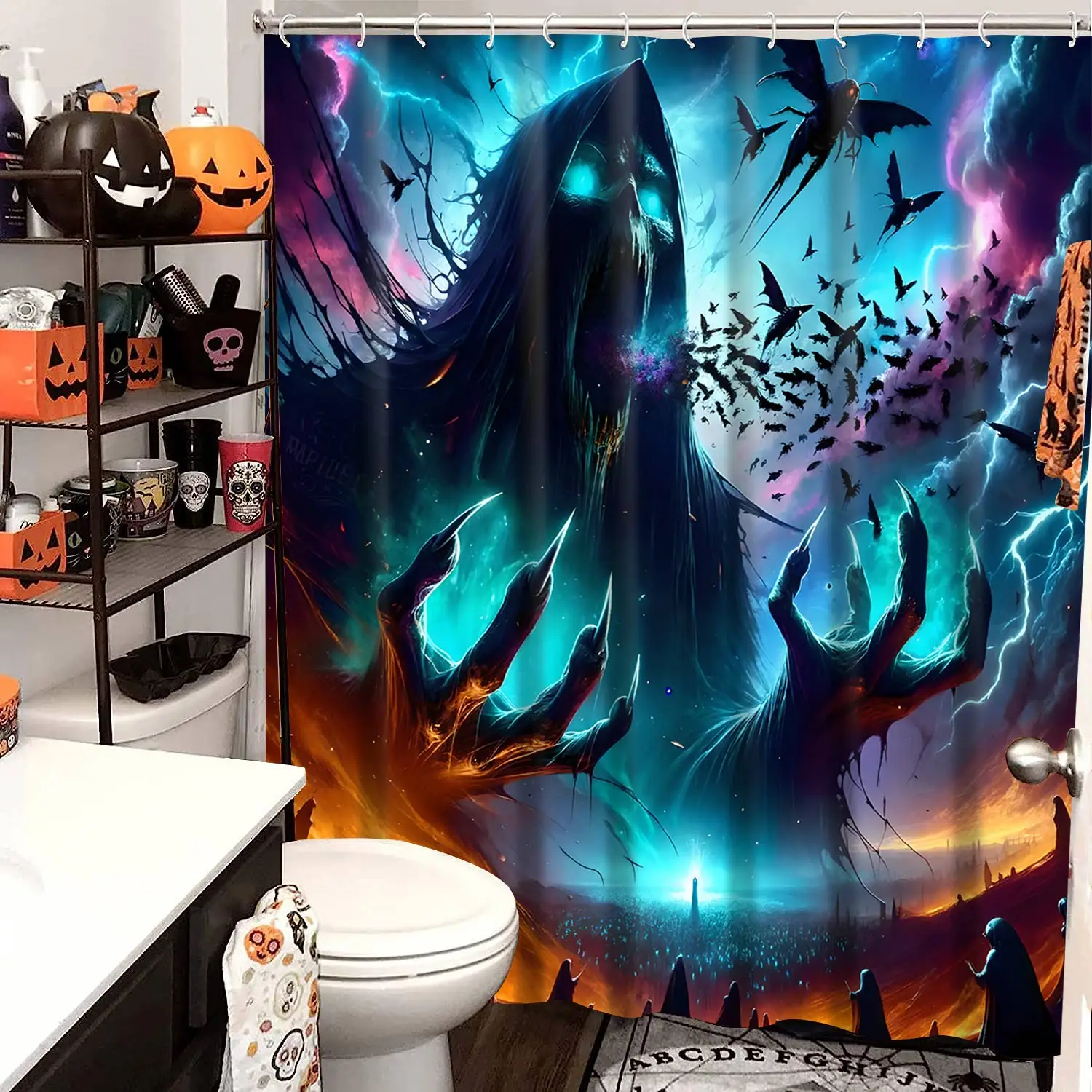 Halloween Bathroom  Shower Curtain Horror Wizard Waterproof fabric bathroom Curtain With 12 Hooks Sunflower Home Deco Free Ship