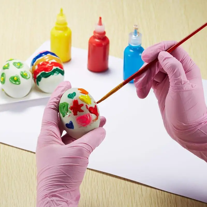 

50/100PCS Pink Nitrile Gloves Disposable Powder Free Household Cleaning Gloves for Kitchen Gardening Working Beauty Nail Gloves