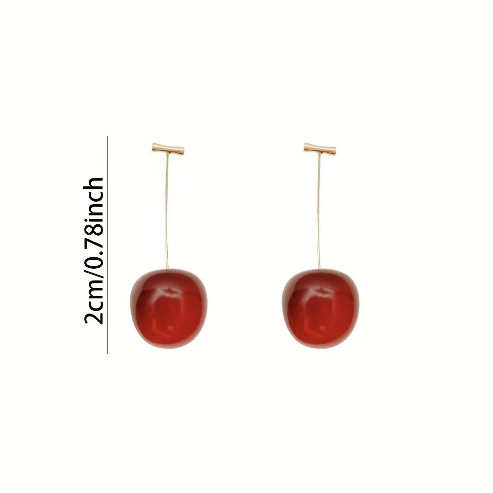 2 قطعة أقراط الفاكهة الكرز الأحمر الأنيق #4