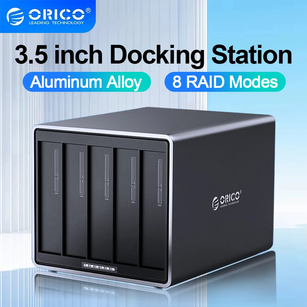 ORICO NS Series USB3.0 With RAID 3.5 inch 5 Bay HDD Enclosure Alumium 5Gbps HDD Docking Station Support 80TB 78W Power HDD Case