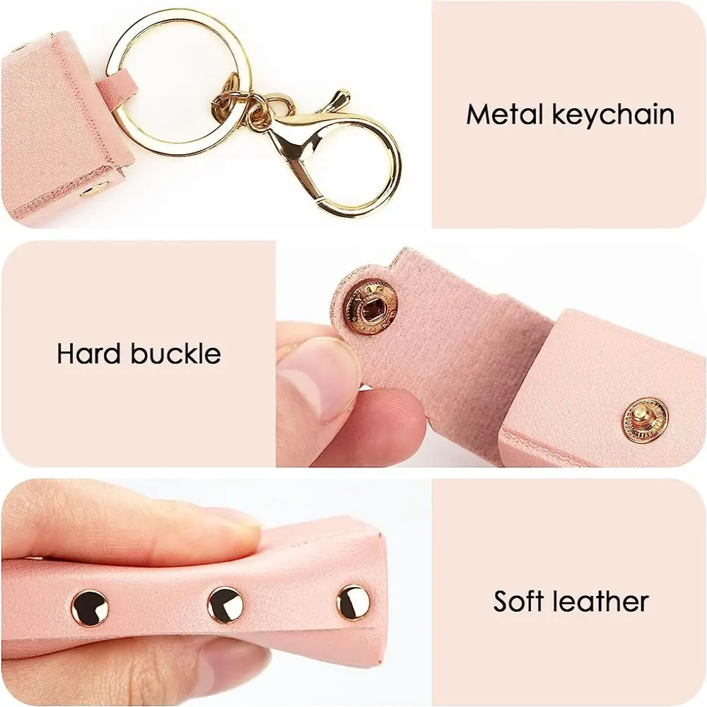 Women Beauty Lipstick Case With Keychain Soft Leather Lipstick Pouch Lip Balm Holder Clip-on Sleeve Chapstick Holder Accessories