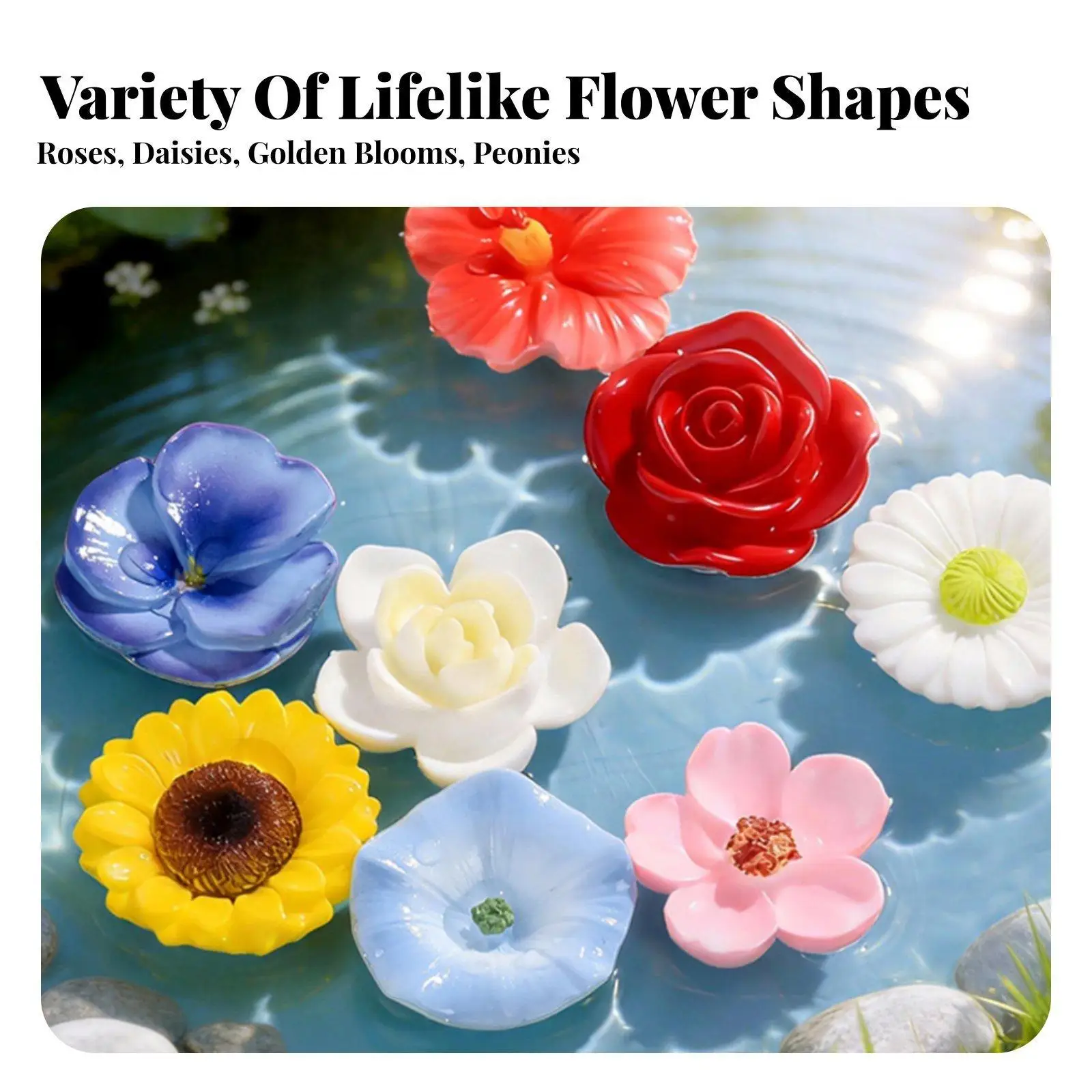 Waterproof Resin Floating Floral Display Lifelike Blossoms Pond Decoration for Garden Accessories Decoration and Fountains