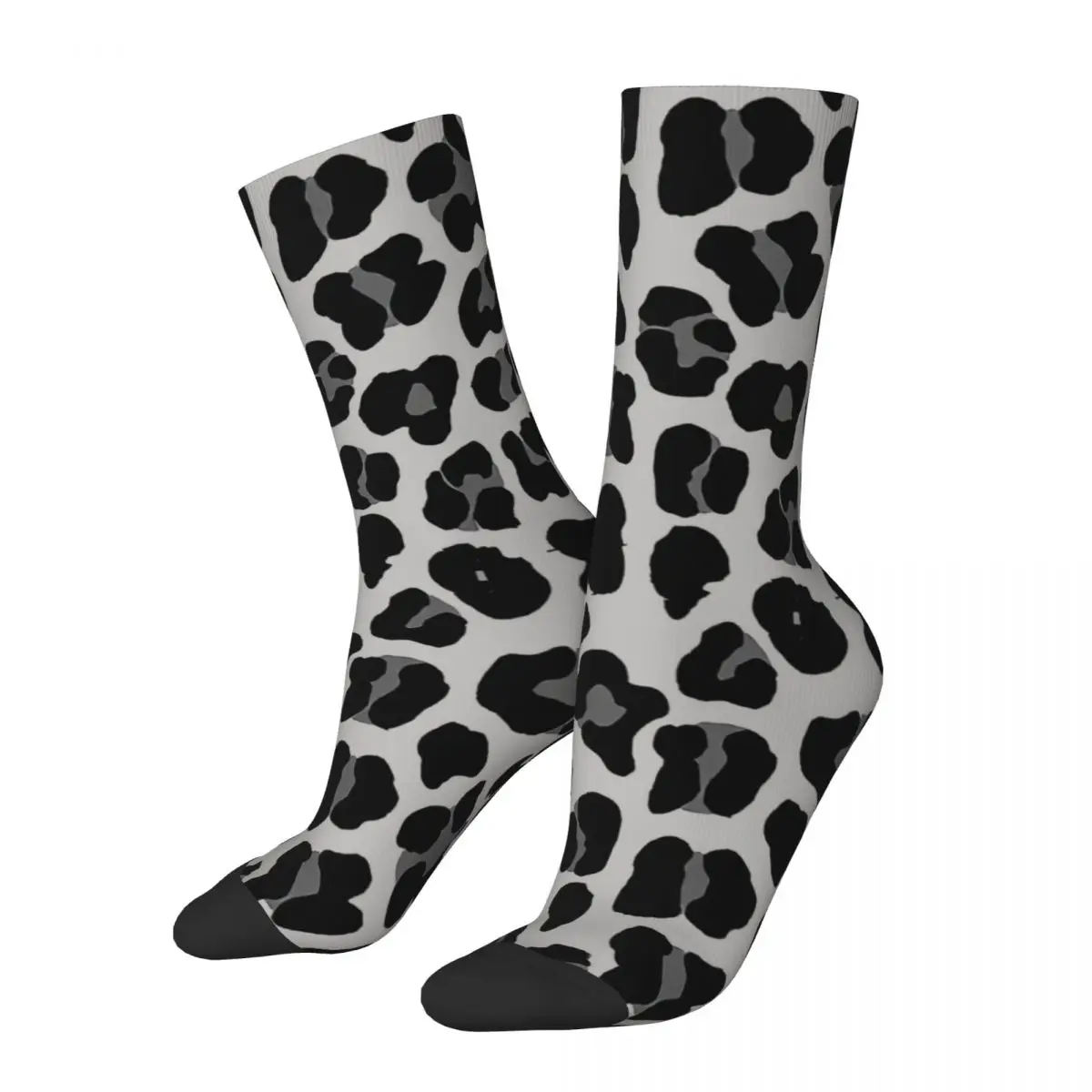 Hip Hop Vintage Snow Leopard Print Crazy Men's Socks Unisex Street Style Pattern Printed Funny Novelty Happy Crew Sock Boys Gift