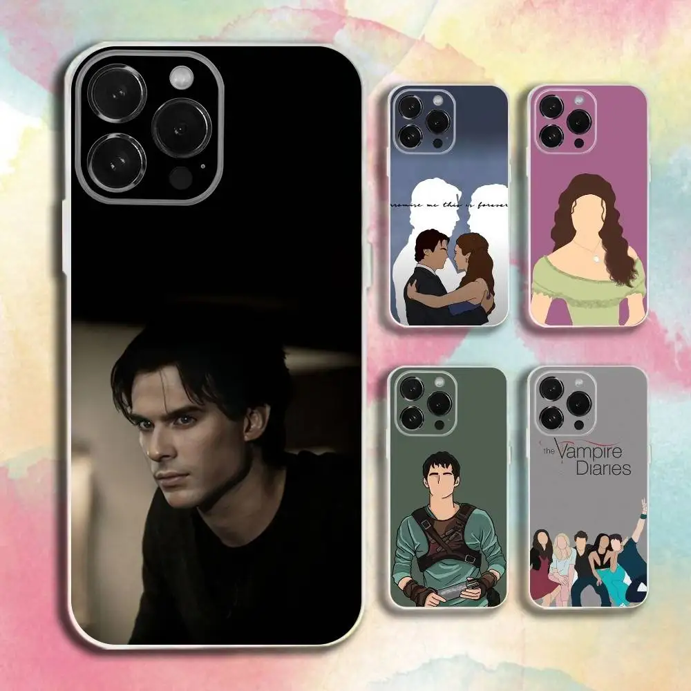 

The Vampire Diaries Damon Phone Case For iPhone 16,15,14,13,12,11 Plus,Pro,Max,XR,XS,Plus,E,SE4,Mini Transparent Cover