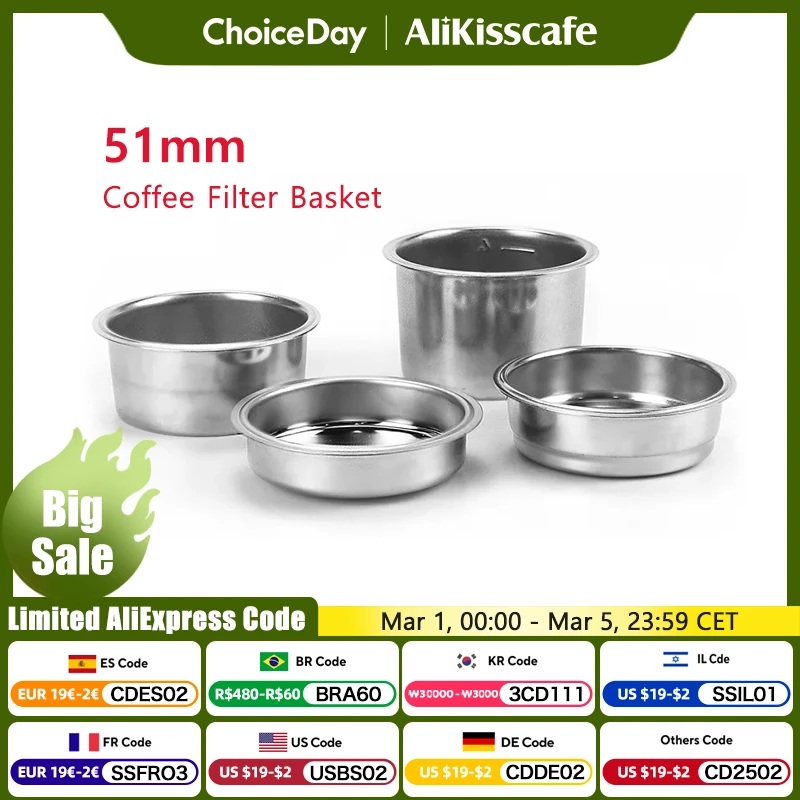 51MM Kaffee Filter Korb Nicht Druck Ersatz Für Delonghi EC9335 EC9665 Espresso Maschine Zubehör Barista Werkzeug