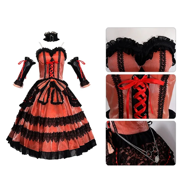 Costume de Cosplay Anime Tokisaki Kurumi, Date A Live, magnifique robe uniforme douce, vêtements de jeu de rôle pour fête d'halloween, scène 5 5ftu, 2026