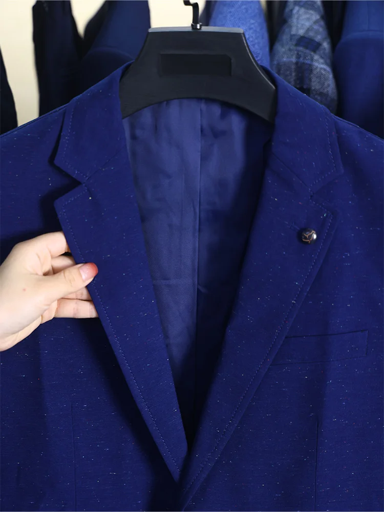 Homesi ربيع الخريف الرجال Busin عادية واحدة الصدر لون نقي دعوى Jaet تنوعا لباس غير رسمي الوقوف صالح طويل S...