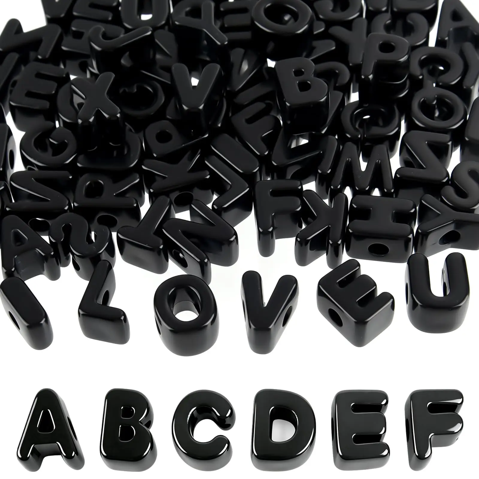 Buchstaben A-Z Perlen mit großem Loch, Buchstabenanhänger für Schmuckherstellung, Taschenanhänger, Schlüsselanhänger, Alphabetperlen für Armbänder – Detail 1