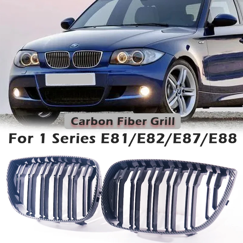 

Передняя решетка радиатора с двойными ламелями и острыми углами, с принтом под карбон, для BMW E81 E87 E82 E88, для моделей 120i 128i 130i 135i