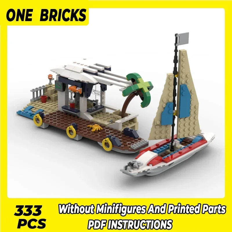 Moc Building Blocks Street View Model Wharf and Sailboat Technical Bricks DIY Assembly Construction Toy For Childr Holiday Gifts